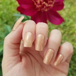 Beige Nude Short Square Press On Nails - New Hand Painted